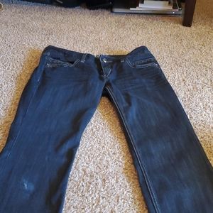Express dark blue straight leg jewled jeans